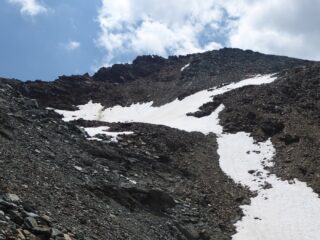 Sotto il Colle Tournalin. Contro il cielo la Cresta Nord.