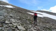 arrivati al Collarin d'Arnas saliamo verso la quota 2934mt. della Cresta del Fort (M.Fortino). In rosso la traccia.