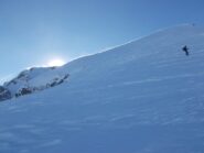 inizia il tratto ripido sulla spalla Nord